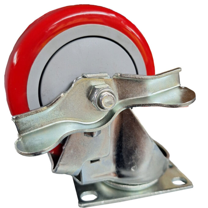 Casters 4 6X2 Red Wheel Brake