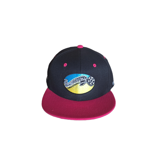 SSR® hot pink and black snapback hat front view