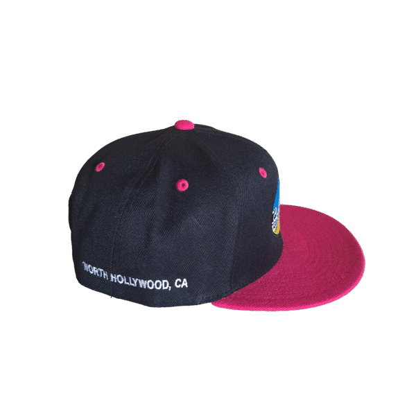 SSR® hot pink and black snapback hat side view right